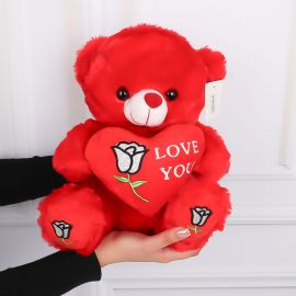 عروسک خرسی قلبی قرمز