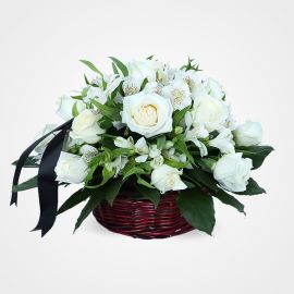 سبد گل رز و آلستر دل آرام