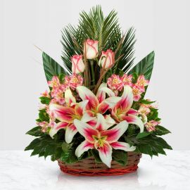 سفارش سبد گل لیلیوم صورتی | گل بازار