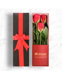 خرید آنلاین باکس گل رز‌ ۳ تایی | گل بازار