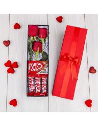 سفارش آنلاین باکس رز ۳ تایی و Kitkat | گل بازار