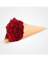دسته گل طلائی رز قرمز ولنتاین | دسته گل ولنتاین | گل بازار