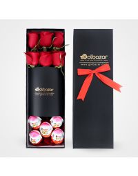 باکس گل رز و شکلات لیلی