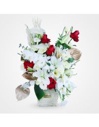 سبد گل ارکیده و رز ستیلا