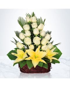 سبد گل لیلیوم و رز پاسارگاد