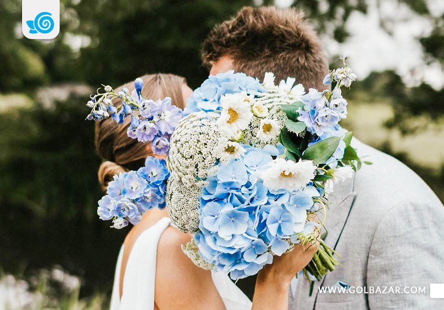 دسته گل نامزدی آبی