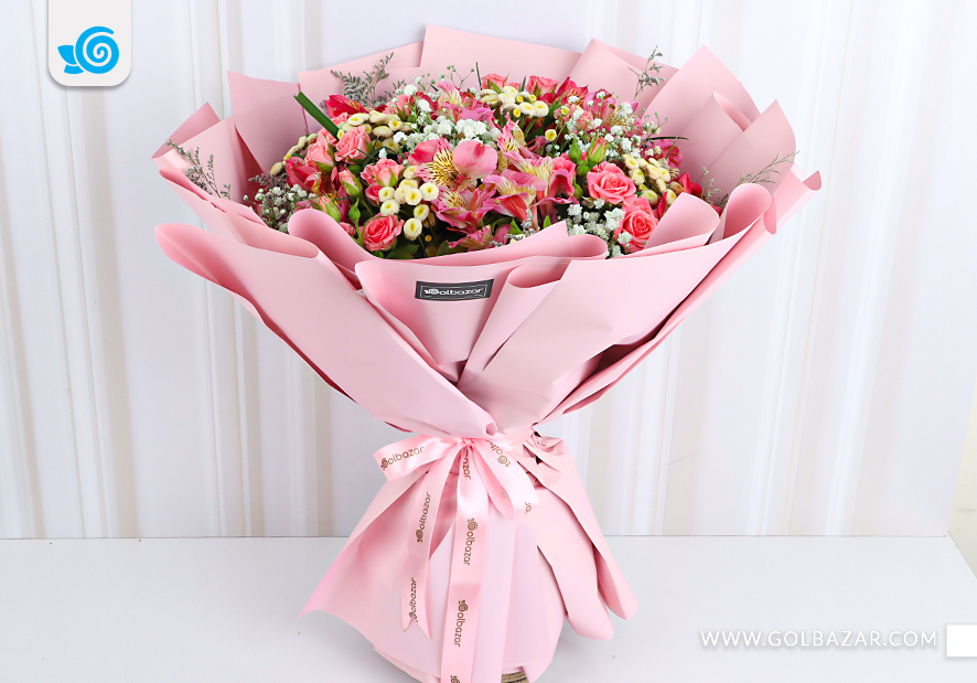 دسته گل صورتی برای بله برون