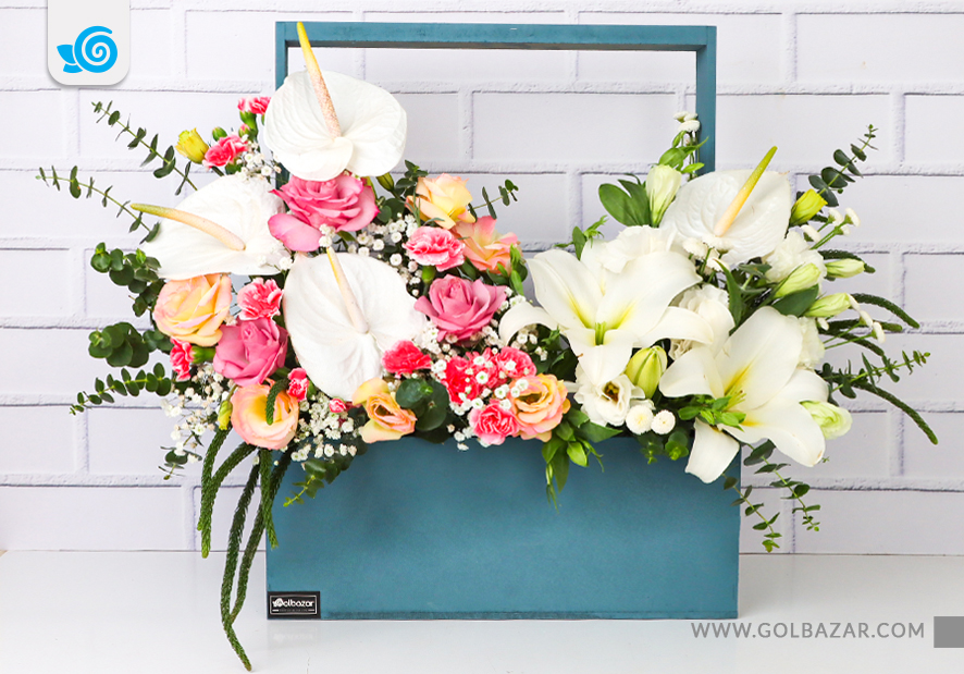 خرید گل باکس گل بله برون