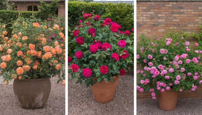 گل رز رونده در گلدان