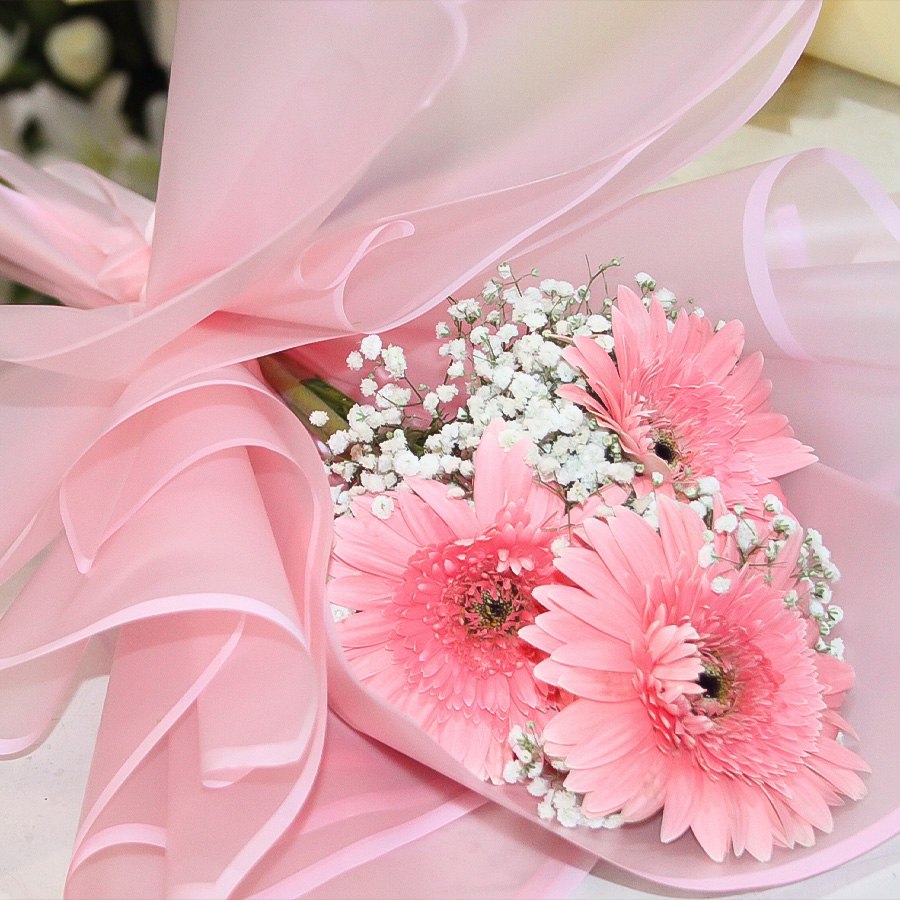 عکس نمونه ارسالی دسته گل ژربرا و عروس نیاز